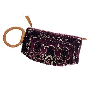 HAMIMI Hayat Soft Patterned Carpet Clutch with leather trim and handle